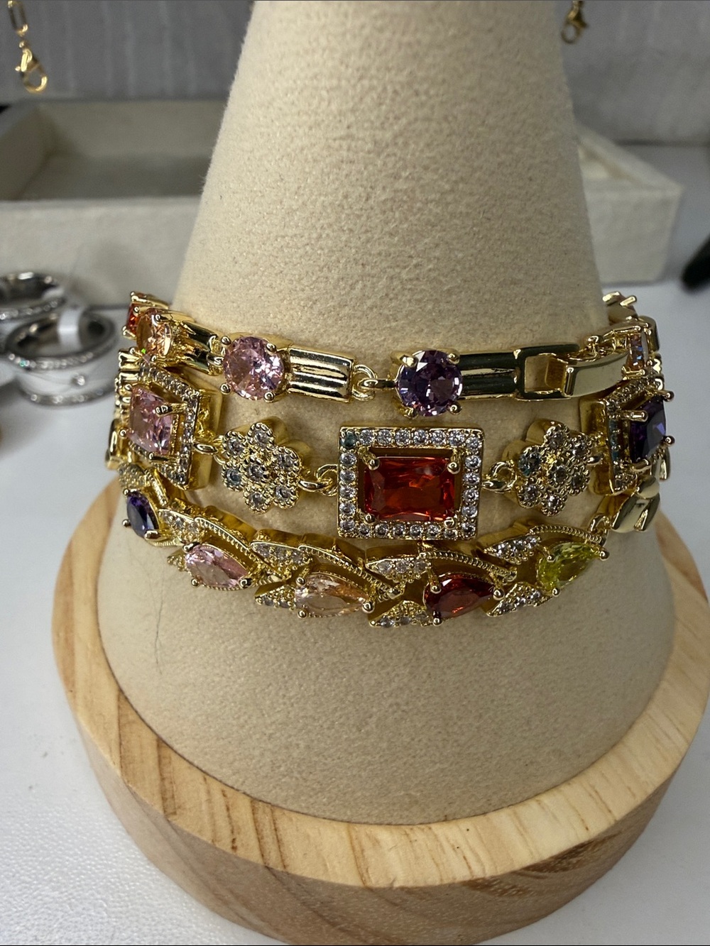 BUNDLE!! Three Gold Multi-Stone Bracelet Set